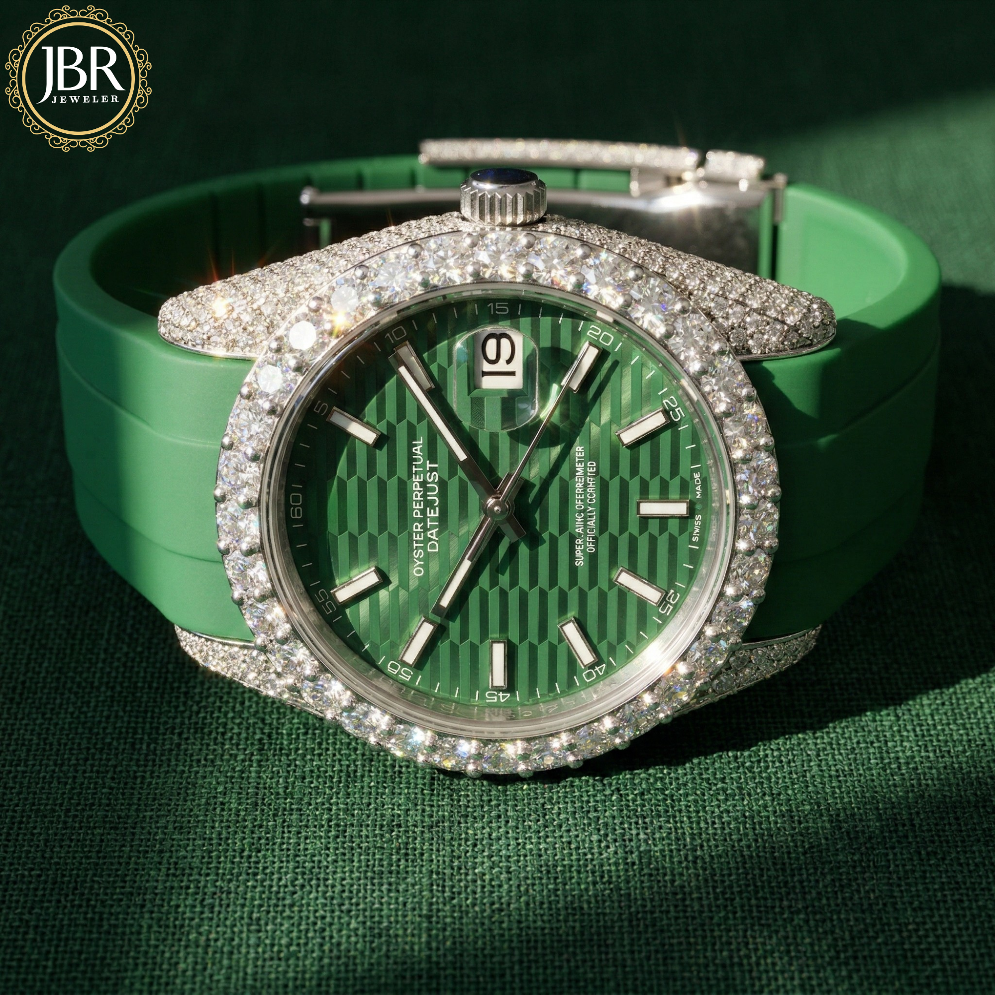 Iced Out Green Dial VVS Moissanite Hip Hop Automatic Luxury Watch JBR JEWELER