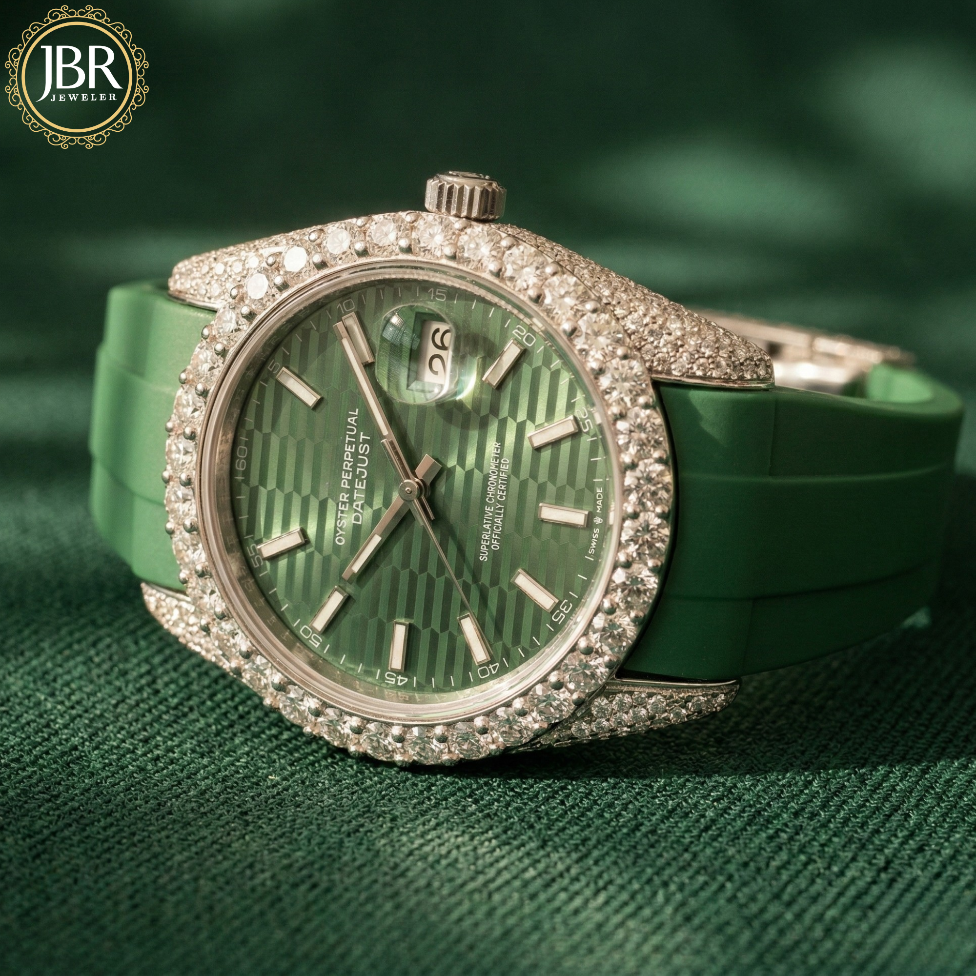 Iced Out Green Dial VVS Moissanite Hip Hop Automatic Luxury Watch JBR JEWELER