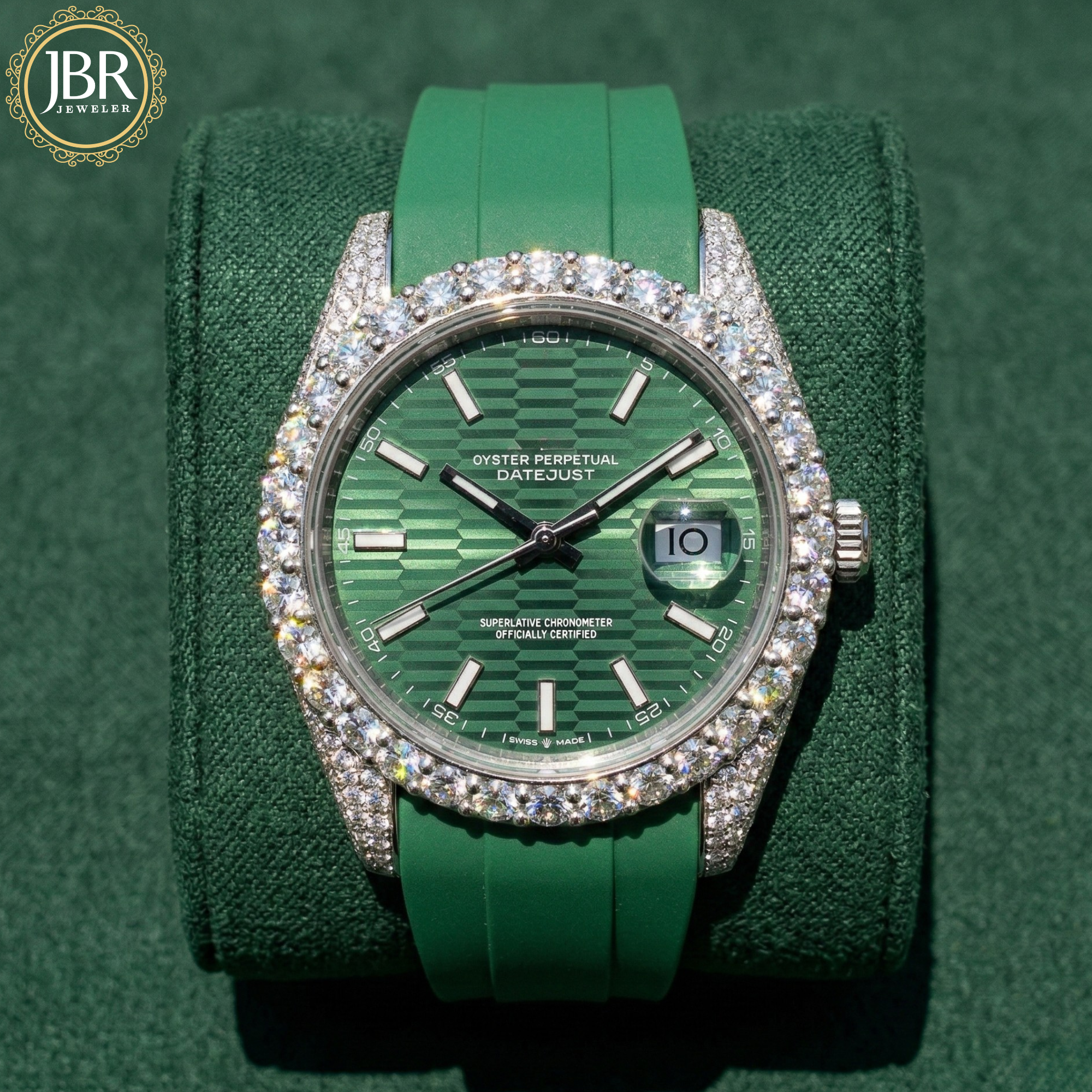 Iced Out Green Dial VVS Moissanite Hip Hop Automatic Luxury Watch JBR JEWELER