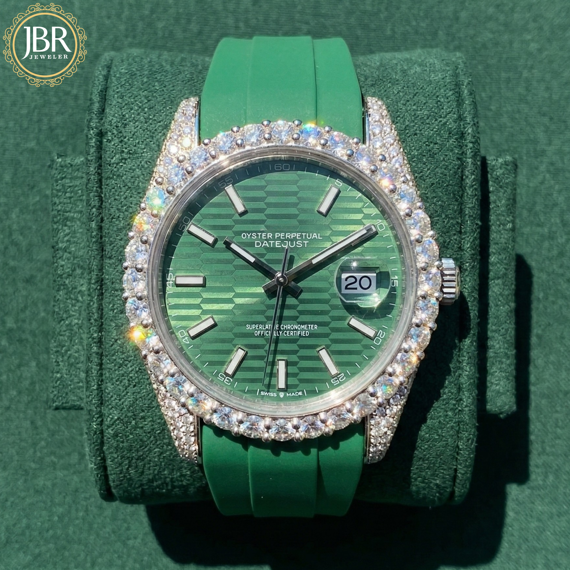 Iced Out Green Dial VVS Moissanite Hip Hop Automatic Luxury Watch JBR JEWELER