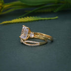 Infinity Three Stone Emerald Moissanite Diamond Bridal Wedding Ring Sets - JBR Jeweler