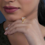 Infinity Three Stone Emerald Moissanite Diamond Bridal Wedding Ring Sets - JBR Jeweler