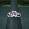 Infinity Three Stone Emerald Moissanite Diamond Bridal Wedding Ring Sets - JBR Jeweler