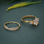 Infinity Three Stone Heart Cut Lab Grown Diamond Bridal Wedding Ring Sets - JBR Jeweler