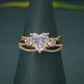 Infinity Three Stone Heart Cut Lab Grown Diamond Bridal Wedding Ring Sets - JBR Jeweler