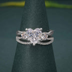 Infinity Three Stone Heart Cut Moissanite Diamond Bridal Wedding Ring Sets - JBR Jeweler