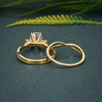 Infinity Three Stone Oval Cut Lab Grown Diamond Bridal Wedding Ring Sets - JBR Jeweler