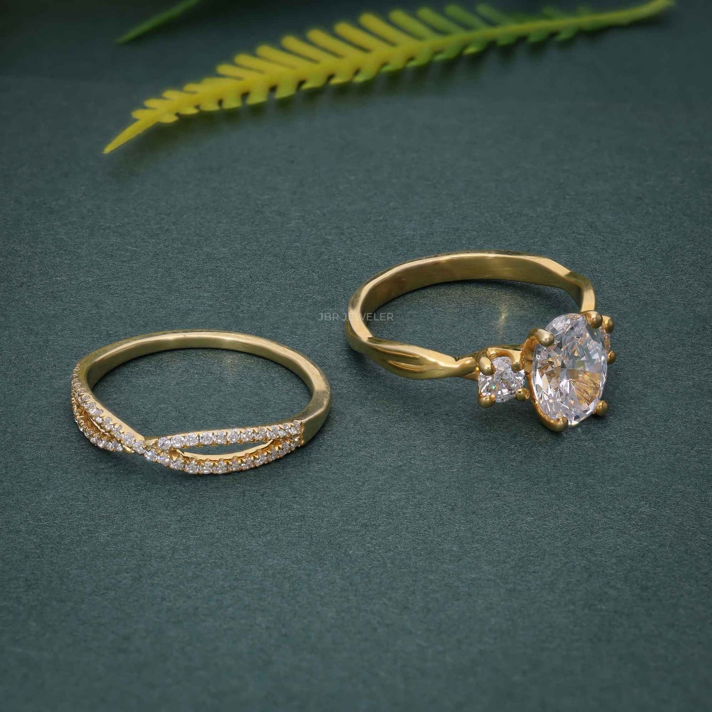 Ensembles de bagues de mariage en diamant Moissanite ovale à trois pierres Infinity