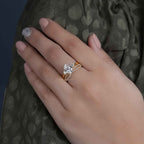 Infinity Three Stone Oval Cut Lab Grown Diamond Bridal Wedding Ring Sets - JBR Jeweler