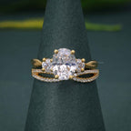 Infinity Three Stone Oval Cut Lab Grown Diamond Bridal Wedding Ring Sets - JBR Jeweler