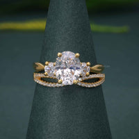 Infinity Three Stone Oval Cut Lab Grown Diamond Bridal Wedding Ring Sets