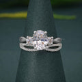 Infinity Three Stone Oval Cut Moissanite Diamond Bridal Wedding Ring Sets - JBR Jeweler