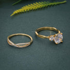 Infinity Three Stone Round Lab Grown Diamond Bridal Wedding Ring Sets