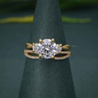 Infinity Three Stone Round Lab Grown Diamond Bridal Wedding Ring Sets