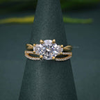 Infinity Three Stone Round Moissanite Diamond Bridal Wedding Ring Sets - JBR Jeweler