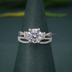 Infinity Three Stone Round Lab Grown Diamond Bridal Wedding Ring Sets