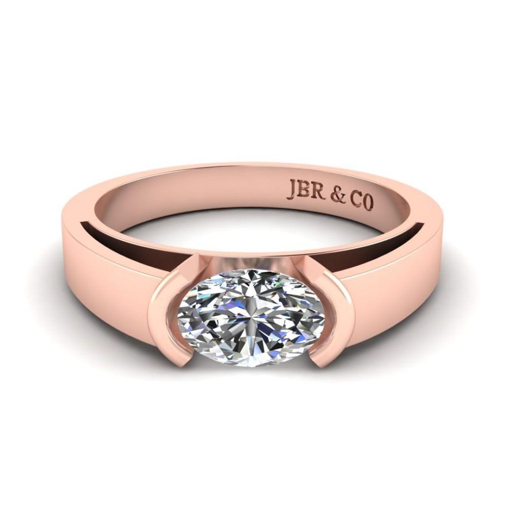 JBR Classic Solitaire Moissanite Oval Cut 14kt Solid Gold Ring - JBR Jeweler