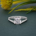 Split Band Cushion Cut Moissanite Diamond Solitaire Ring - JBR Jeweler
