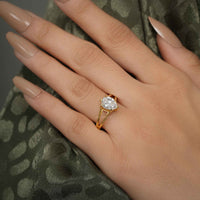 Split Band Pear Cut Moissanite Diamond Solitaire Ring