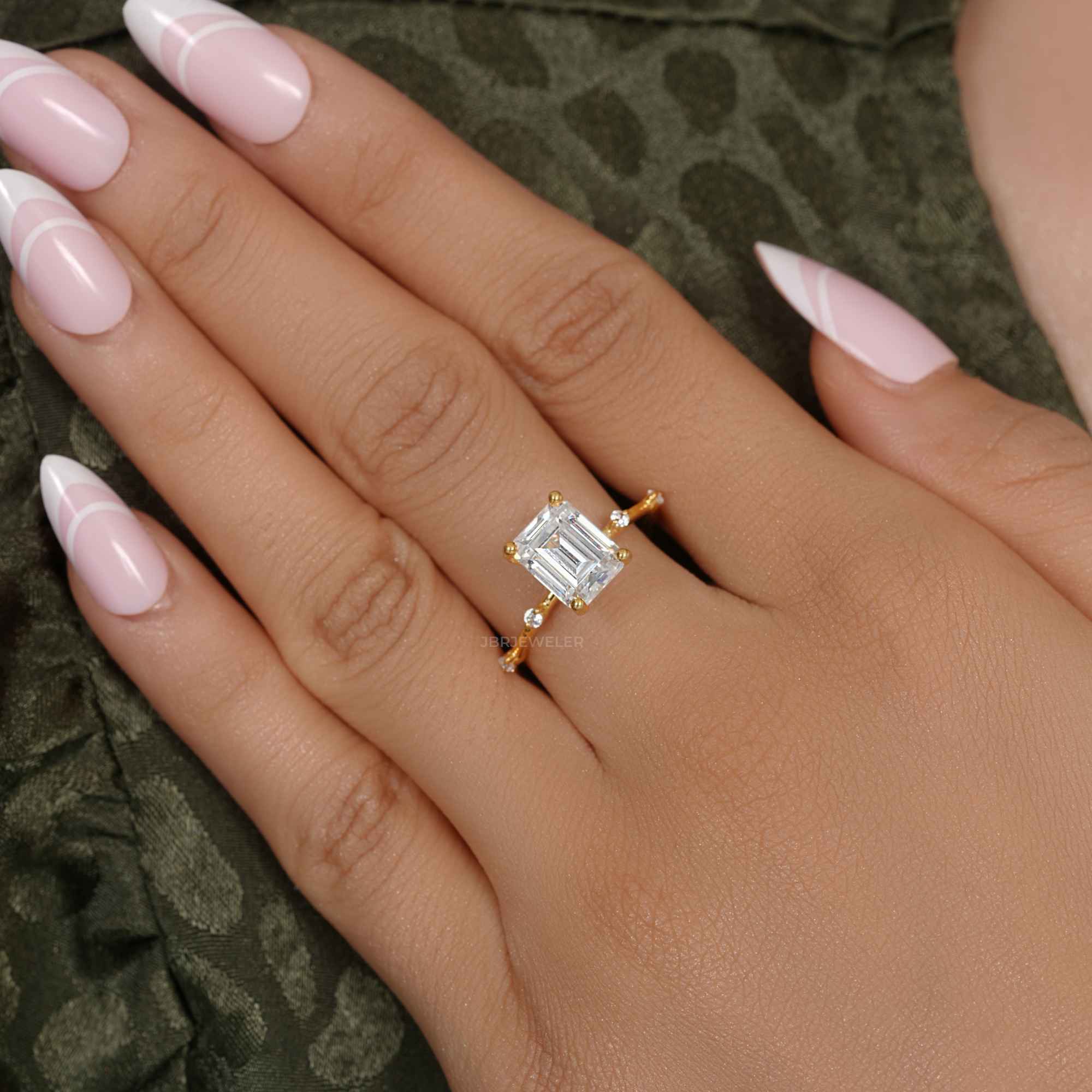 Knife edge Emerald Cut Lab Grown Diamond Engagement Ring - JBR Jeweler