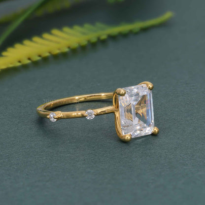 Knife edge Emerald Cut Lab Grown Diamond Engagement Ring