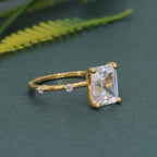 Knife edge Emerald Cut Moissanite Diamond Engagement Ring - JBR Jeweler