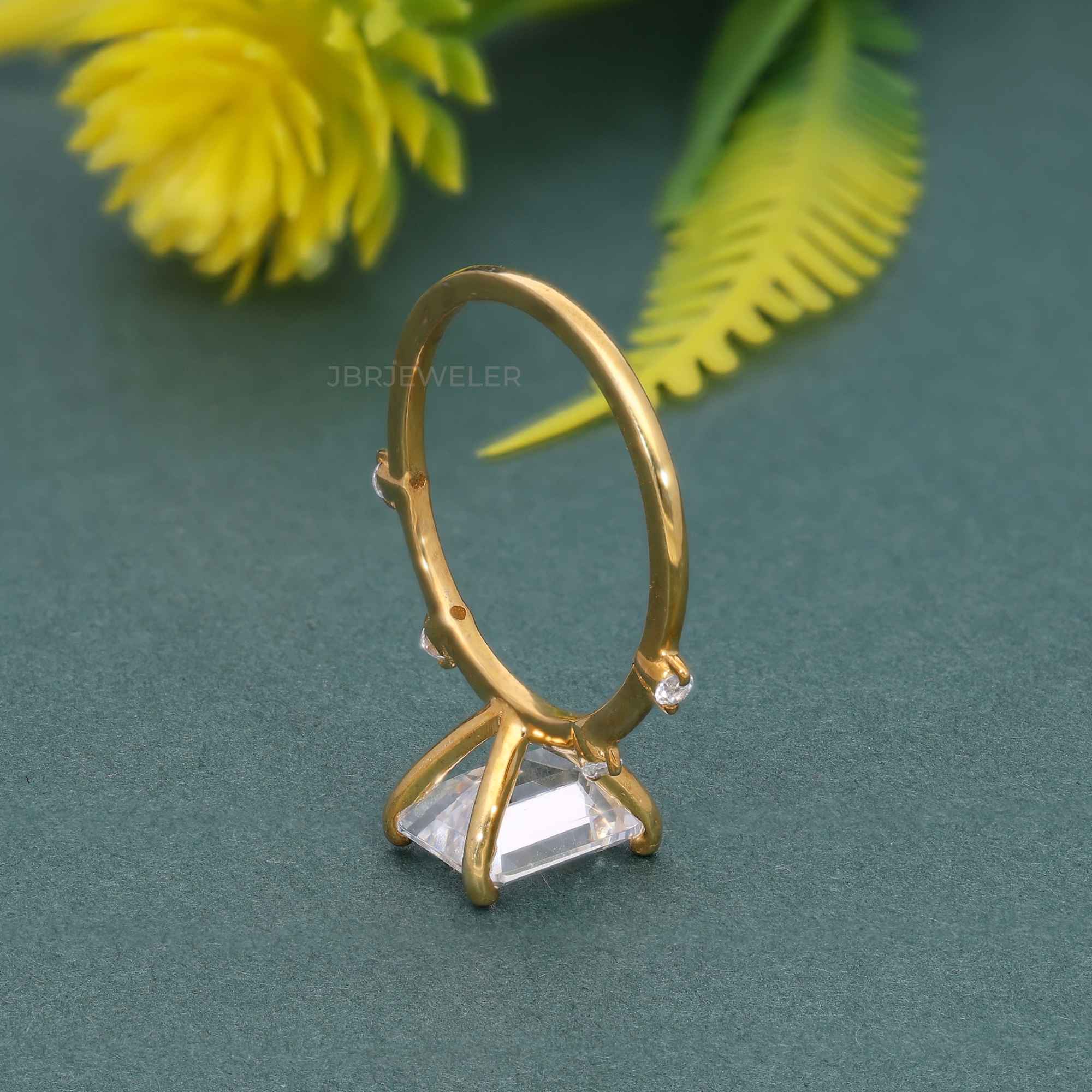 Knife edge Emerald Cut Lab Grown Diamond Engagement Ring - JBR Jeweler