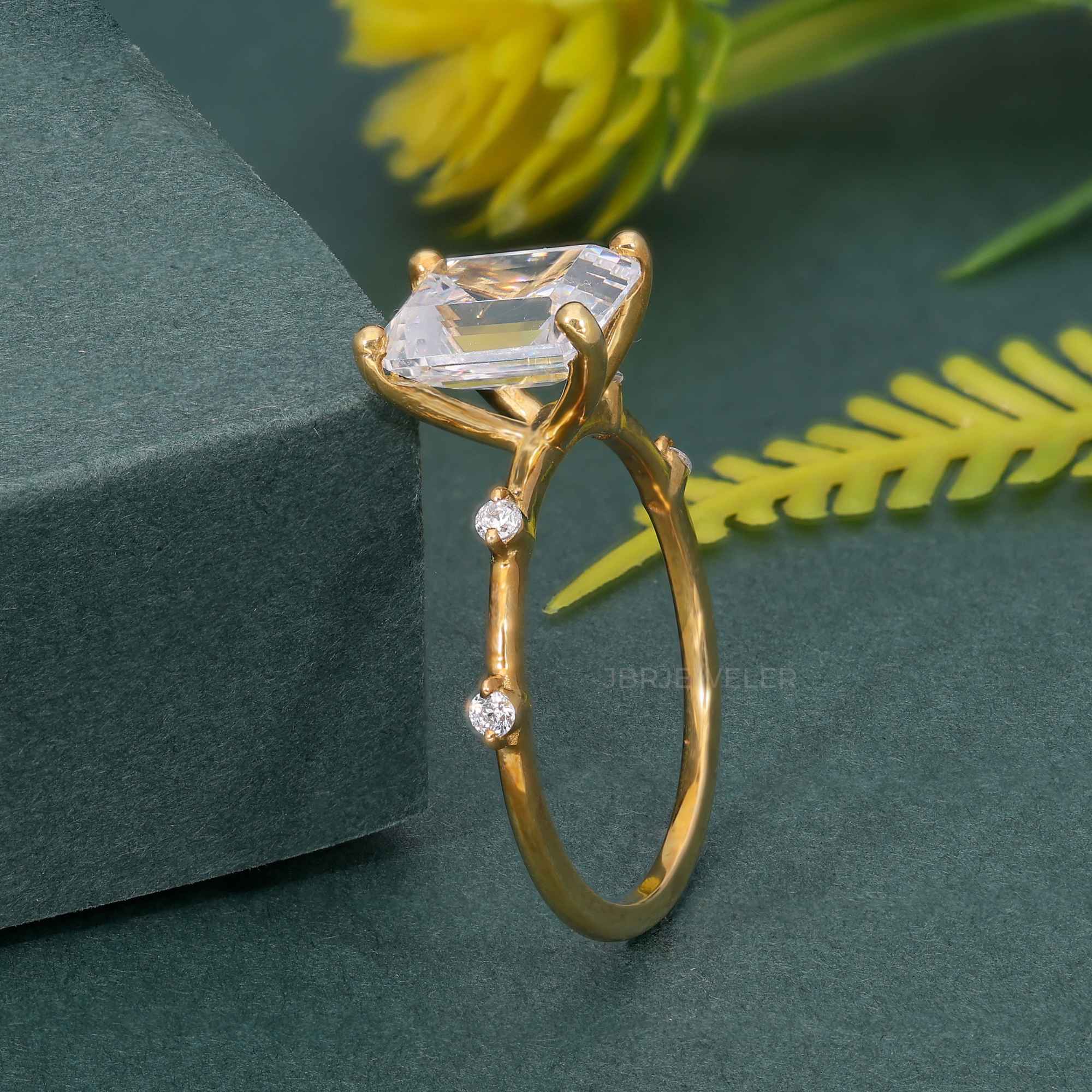 Knife edge Emerald Cut Lab Grown Diamond Engagement Ring - JBR Jeweler