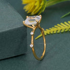 Knife edge Emerald Cut Moissanite Diamond Engagement Ring - JBR Jeweler