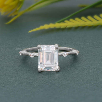 Knife edge Emerald Cut Lab Grown Diamond Engagement Ring