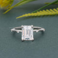 Knife edge Emerald Cut Moissanite Diamond Engagement Ring - JBR Jeweler