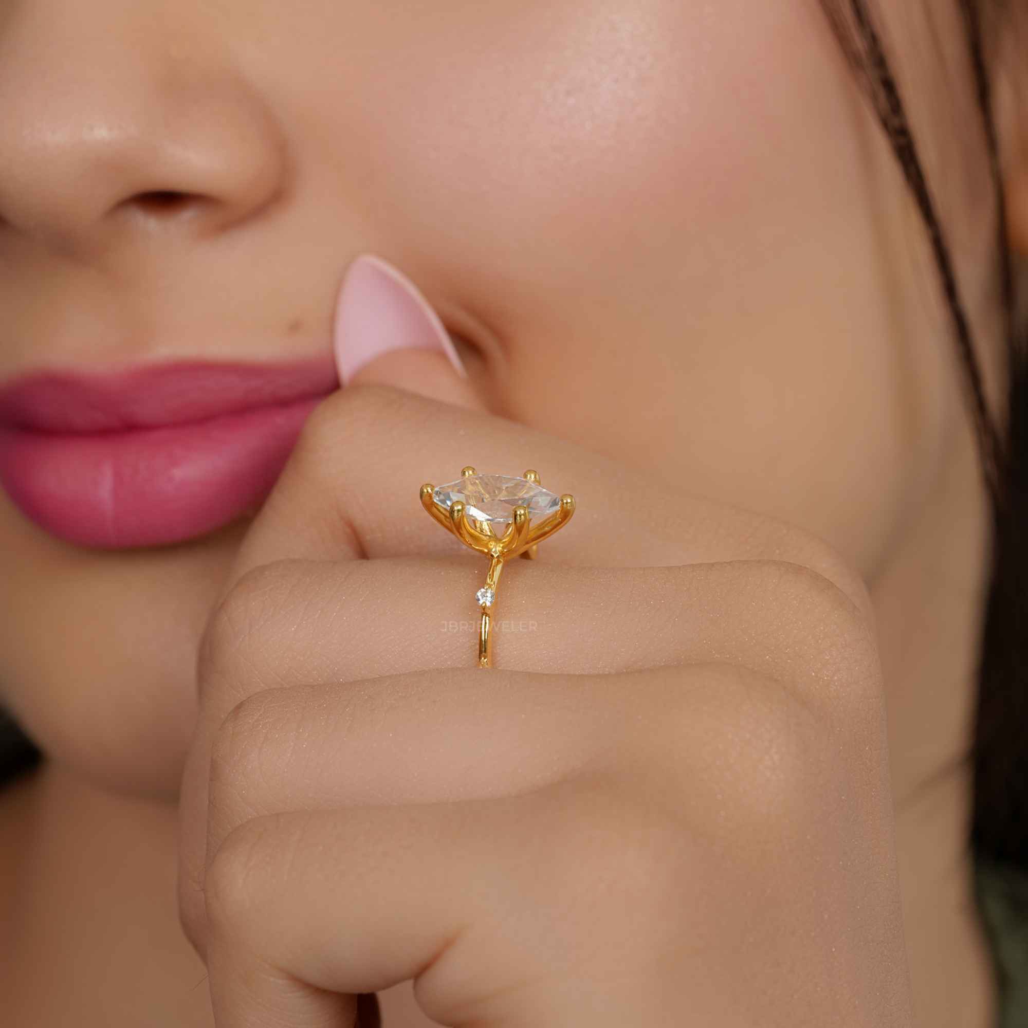 Knife edge Marquise Cut Moissanite Diamond Engagement Ring - JBR Jeweler