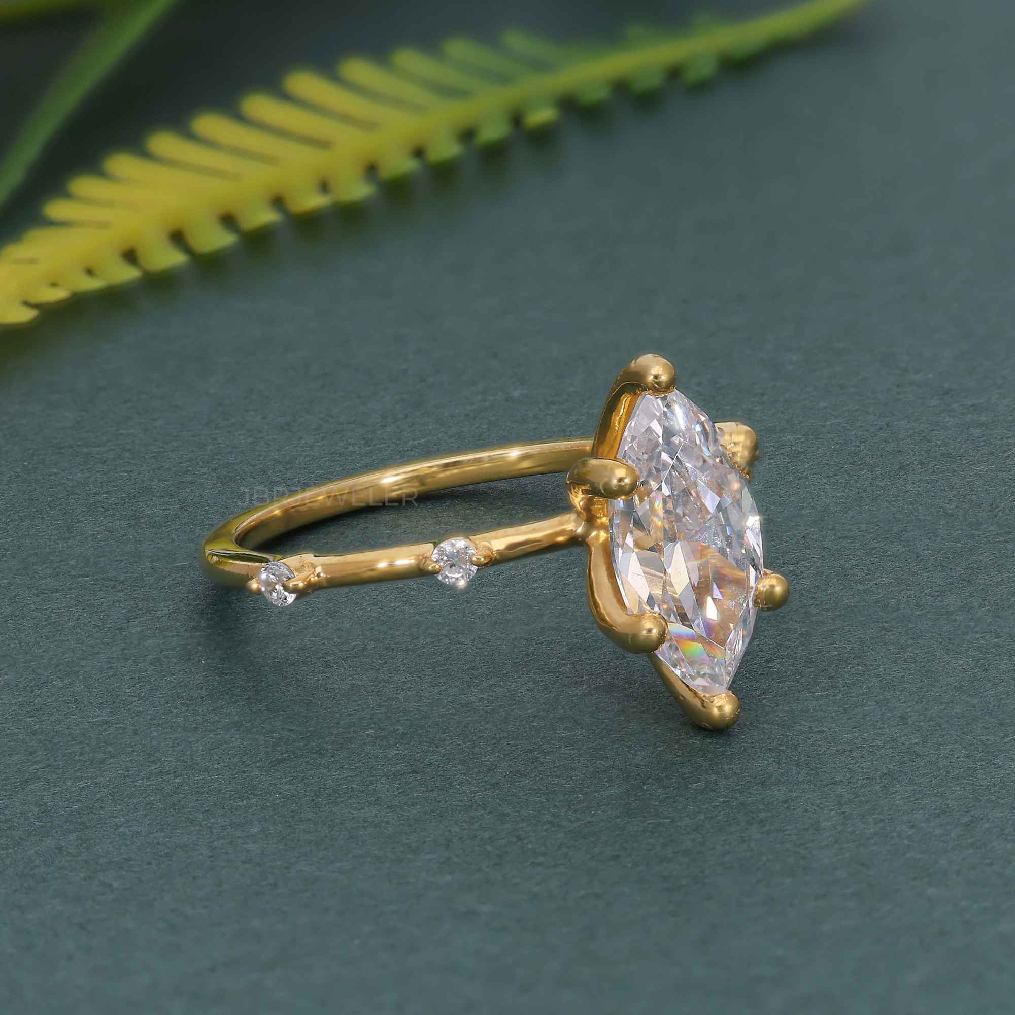 Knife edge Marquise Cut Moissanite Diamond Engagement Ring - JBR Jeweler