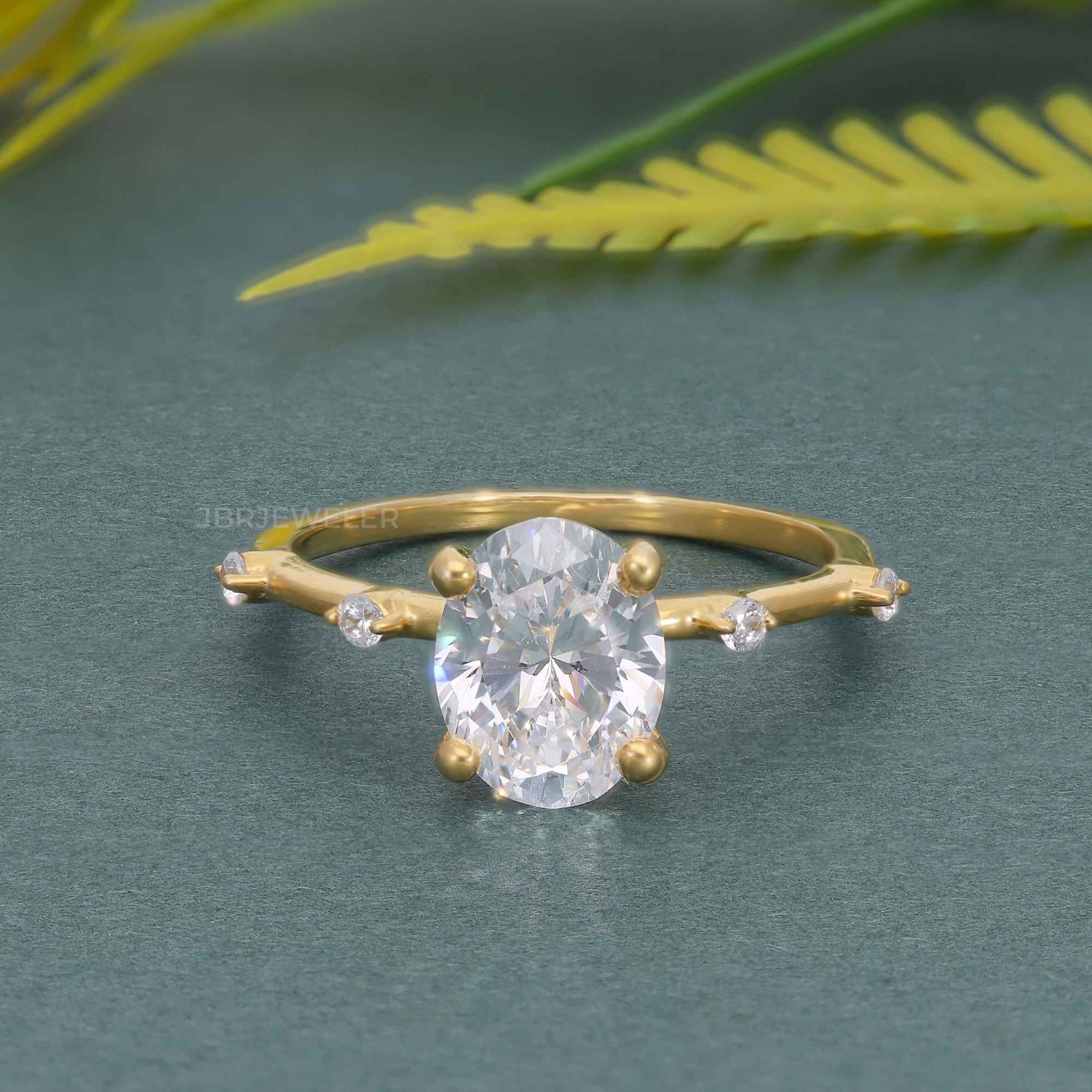 Knife edge Oval Cut Moissanite Diamond Engagement Ring - JBR Jeweler