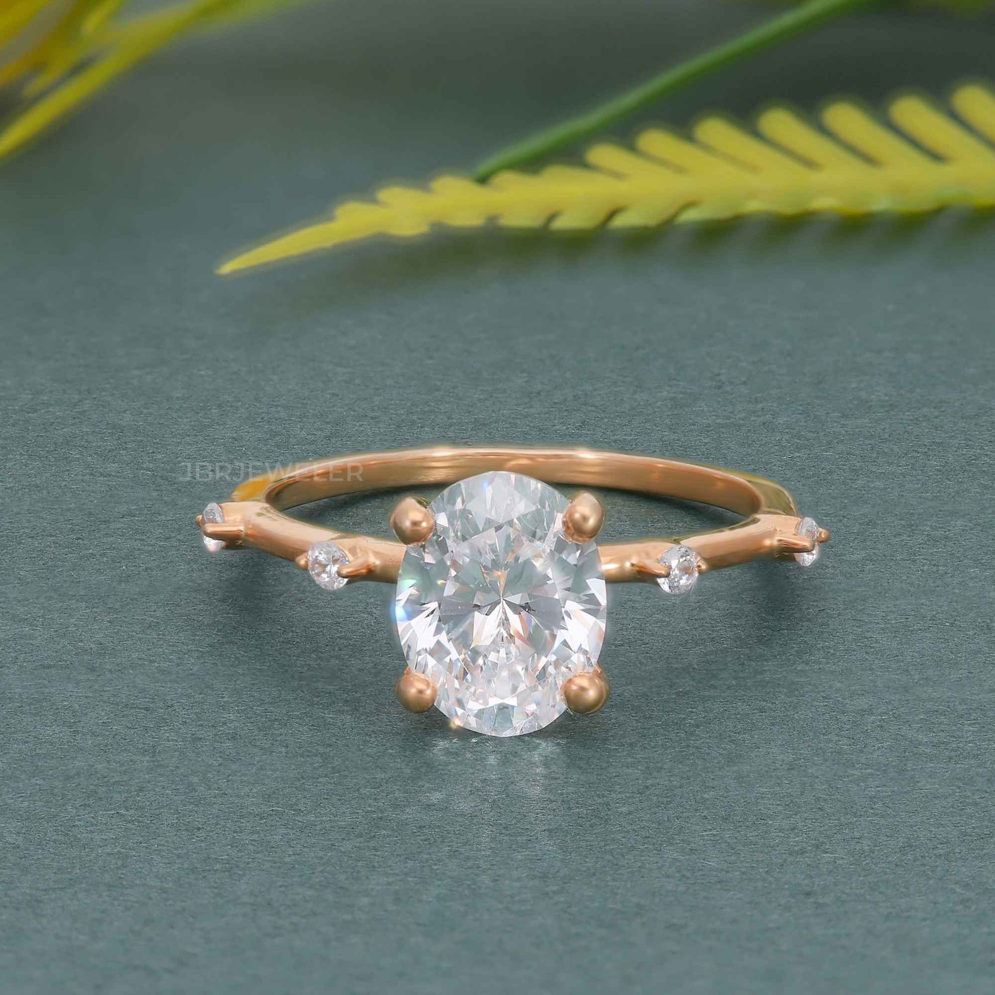 Knife edge Oval Cut Moissanite Diamond Engagement Ring - JBR Jeweler