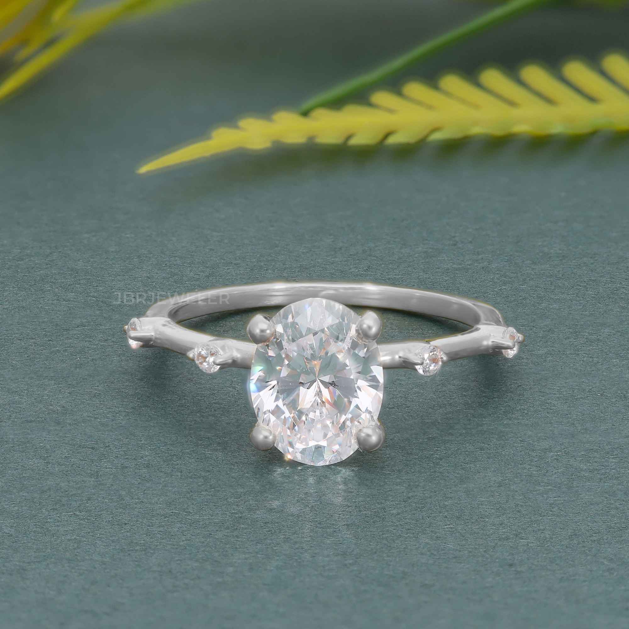 Knife edge Oval Cut Moissanite Diamond Engagement Ring - JBR Jeweler