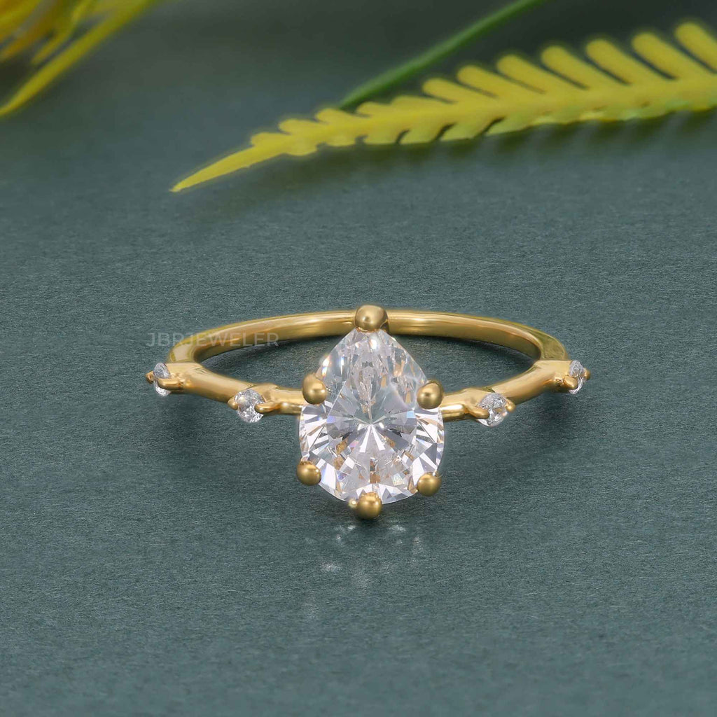 Knife edge Pear Cut Lab Grown Diamond Engagement Ring - JBR Jeweler