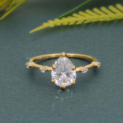 Knife edge Pear Cut Lab Grown Diamond Engagement Ring