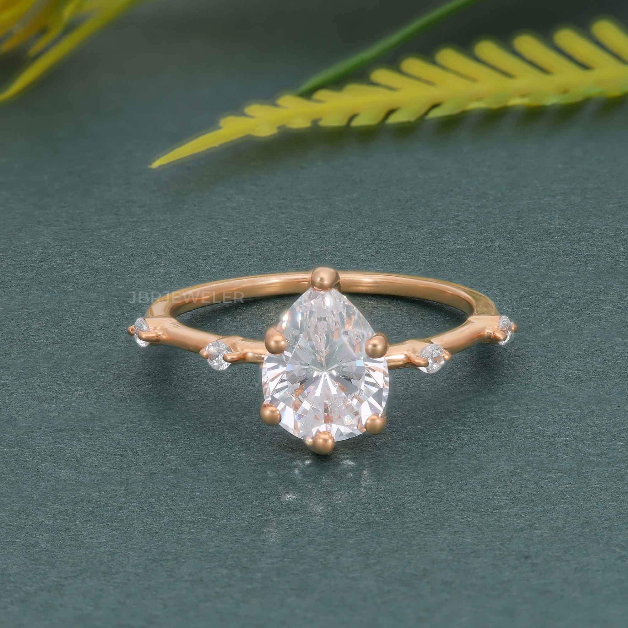 Knife edge Pear Cut Moissanite Diamond Engagement Ring - JBR Jeweler