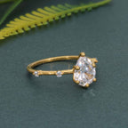 Knife edge Pear Cut Moissanite Diamond Engagement Ring - JBR Jeweler