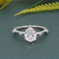 Knife edge Pear Cut Moissanite Diamond Engagement Ring - JBR Jeweler