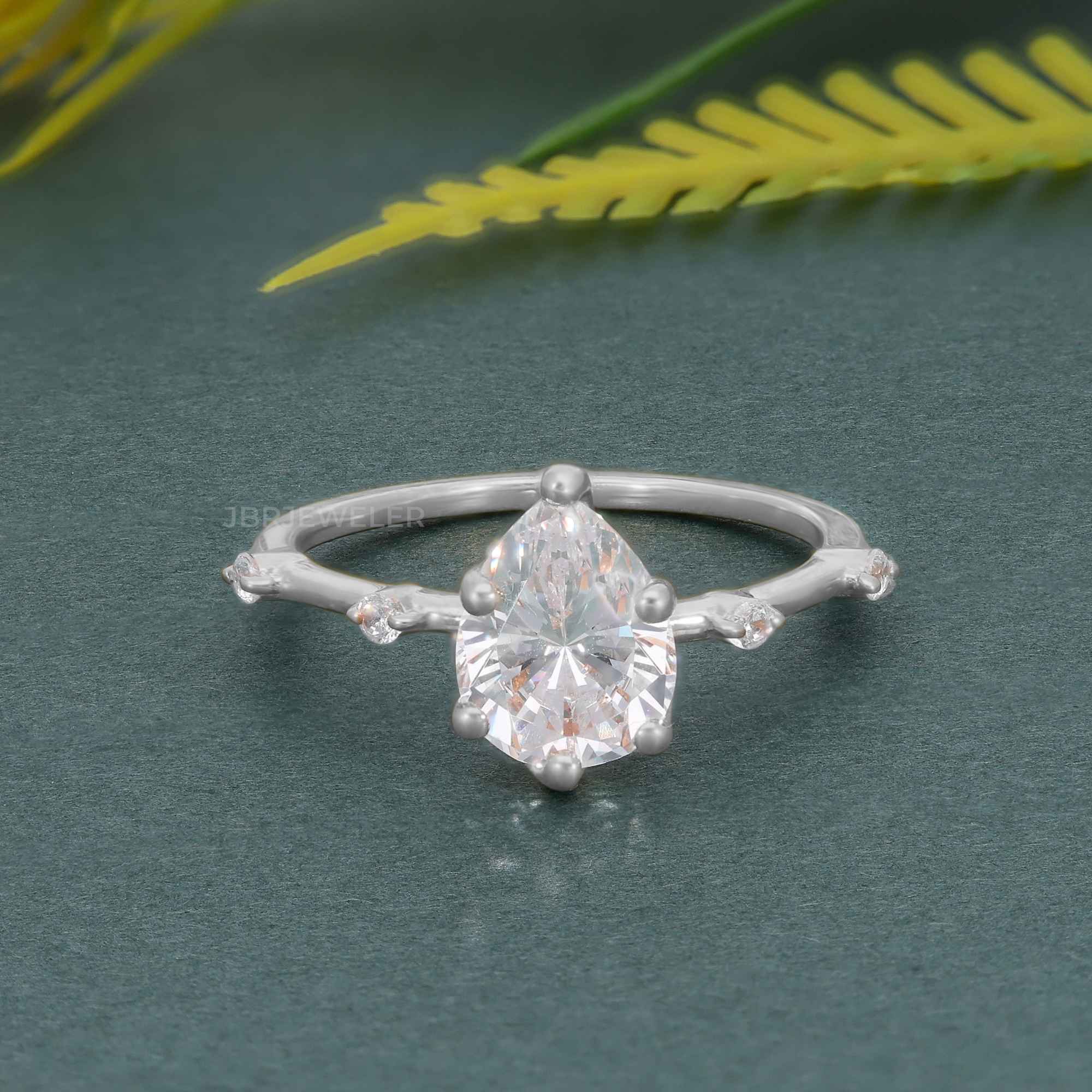 Knife edge Pear Cut Moissanite Diamond Engagement Ring - JBR Jeweler