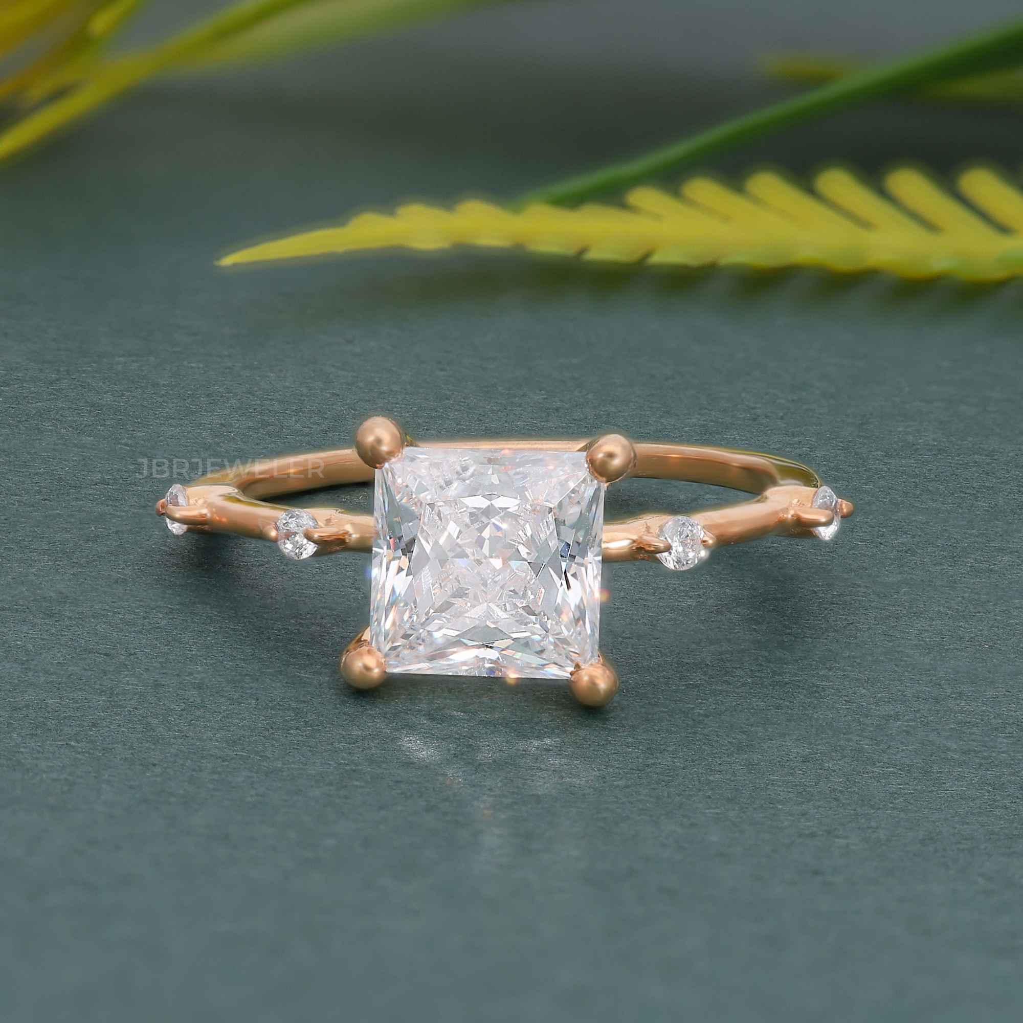 Knife edge Princess Cut Moissanite Diamond Engagement Ring - JBR Jeweler