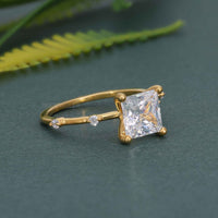 Knife edge Princess Cut Moissanite Diamond Engagement Ring