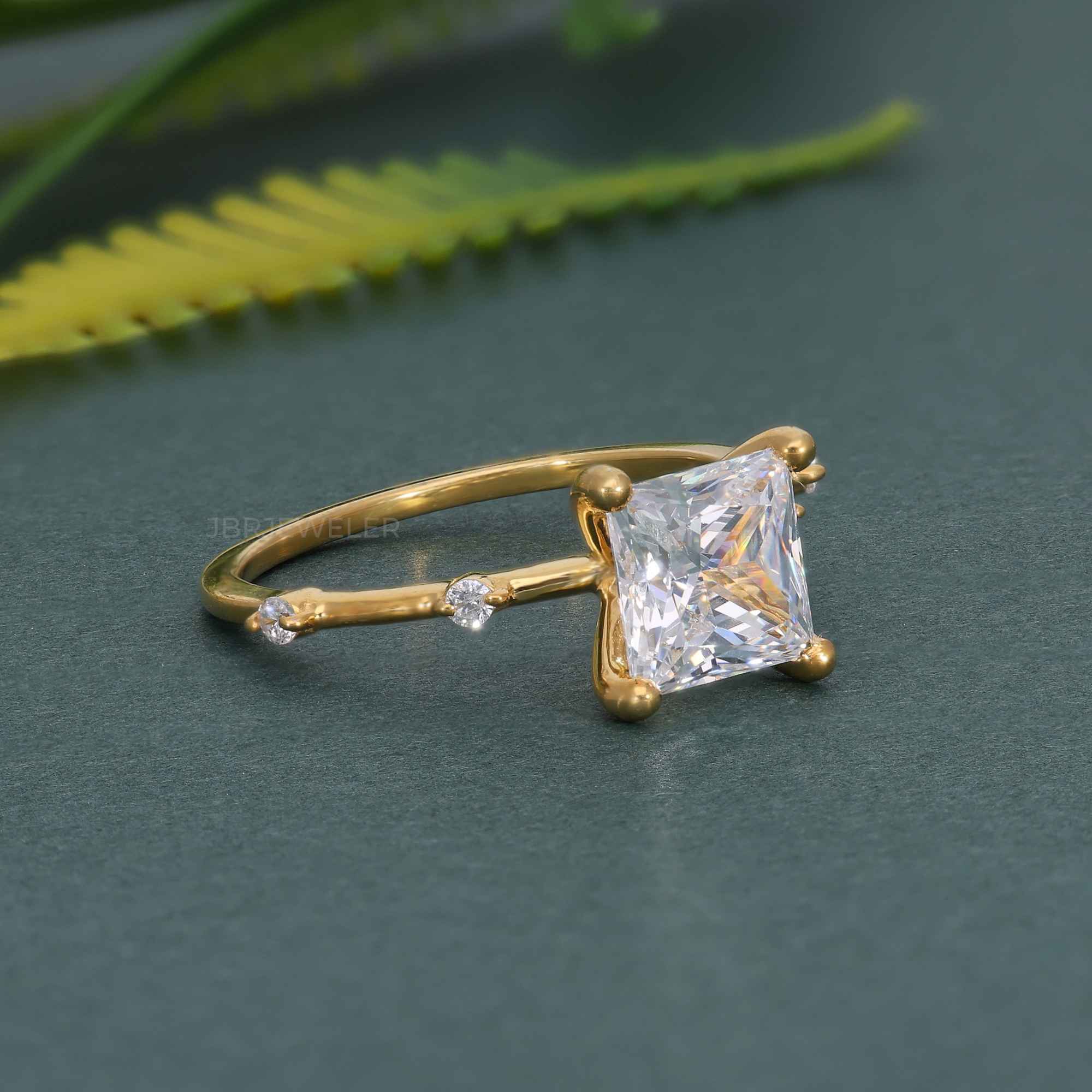 Knife edge Princess Cut Moissanite Diamond Engagement Ring - JBR Jeweler