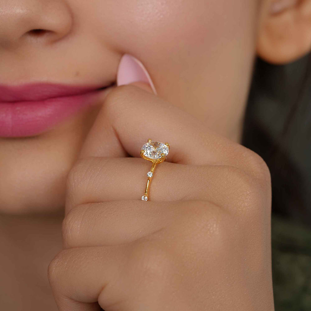 Knife edge Round Cut Moissanite Diamond Engagement Ring - JBR Jeweler