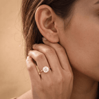 Conflict-free lab diamond bezel setting close-up