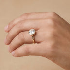 Round bezel lab diamond ring worn on hand