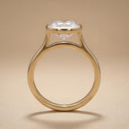 Lab diamond wedding ring bezel set side profile