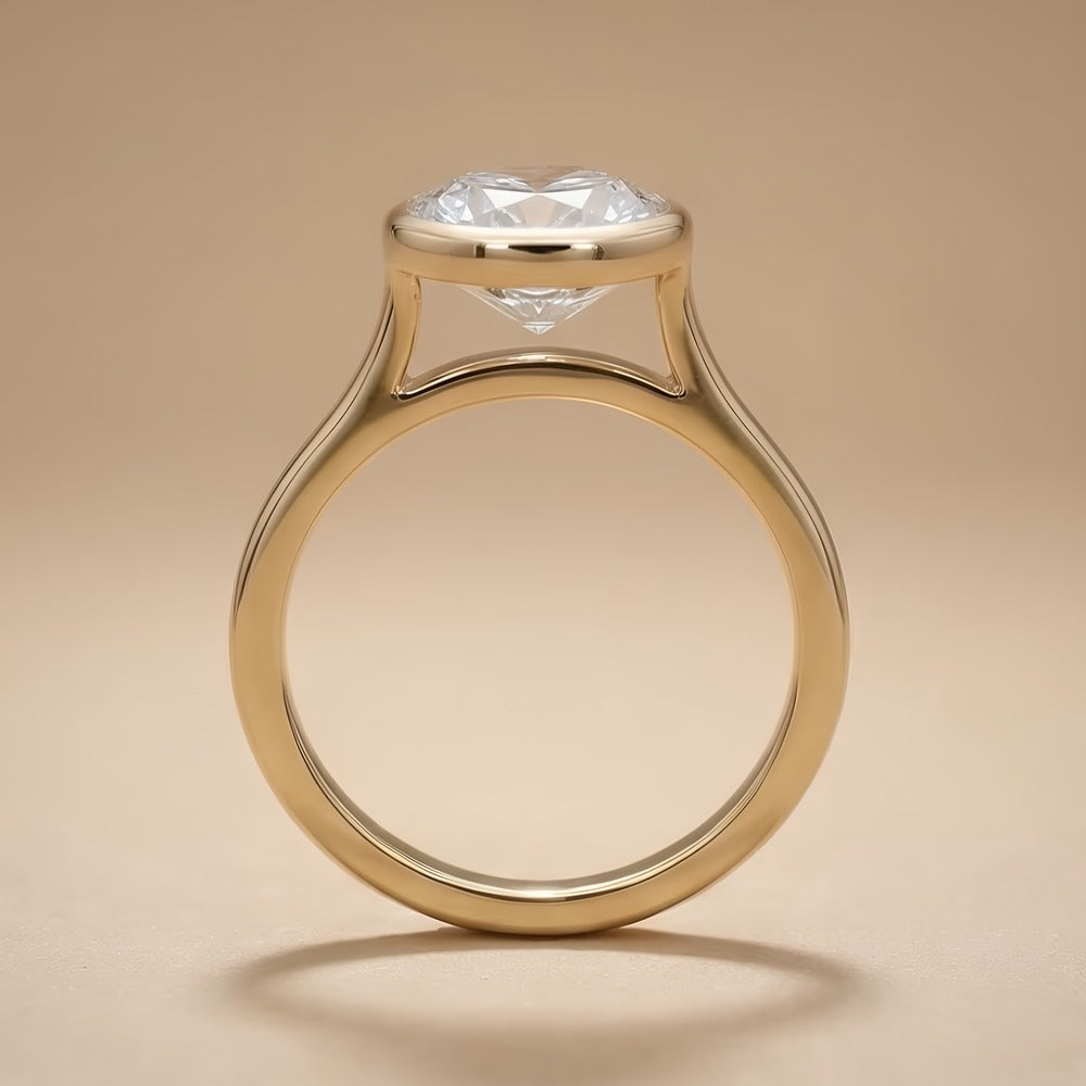 Lab diamond wedding ring bezel set side profile
